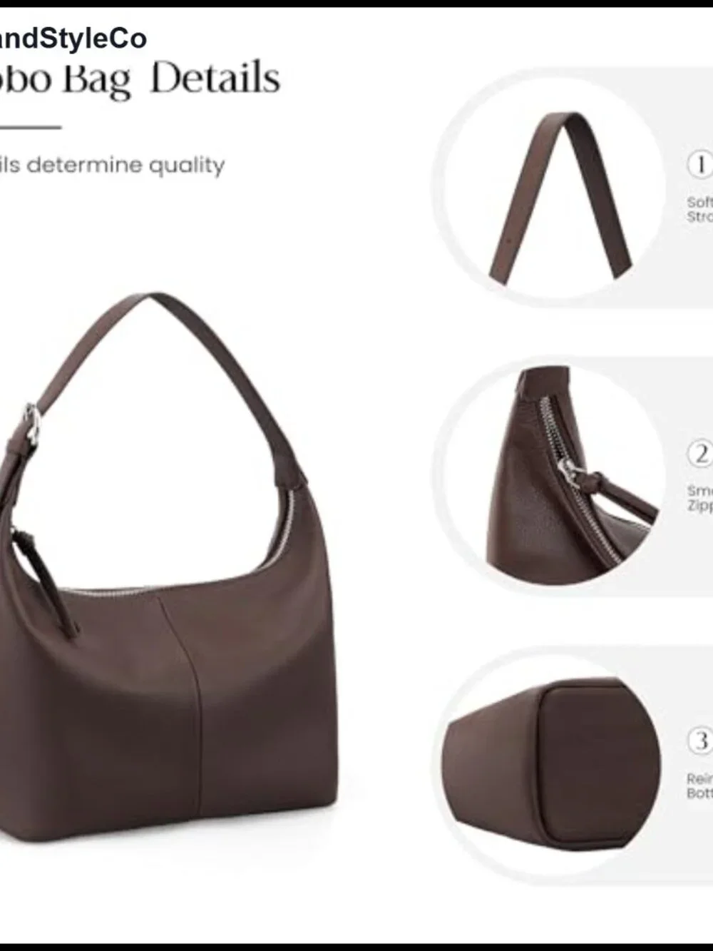 Genuine Leather Slouchy Hobo Bag Women Work Shoulder Purse Handbag